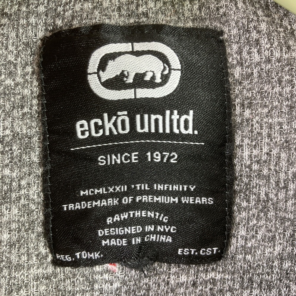 Ecko Unltd. Shirt Adult Large Gray Red Rhino Logo Long Sleeve Comfort Preppy - Picture 11 of 14
